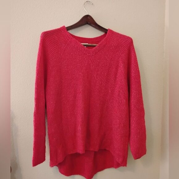 hot pink v neck sweater L - Picture 1 of 6